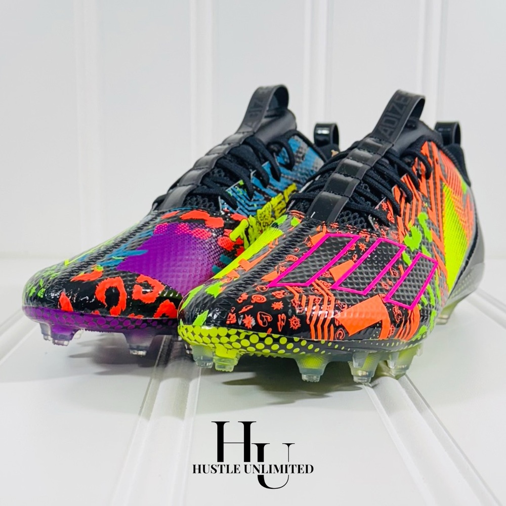 Adidas Adizero Spark Mismatch Graffiti Football Cleats Men’s Size 11.5